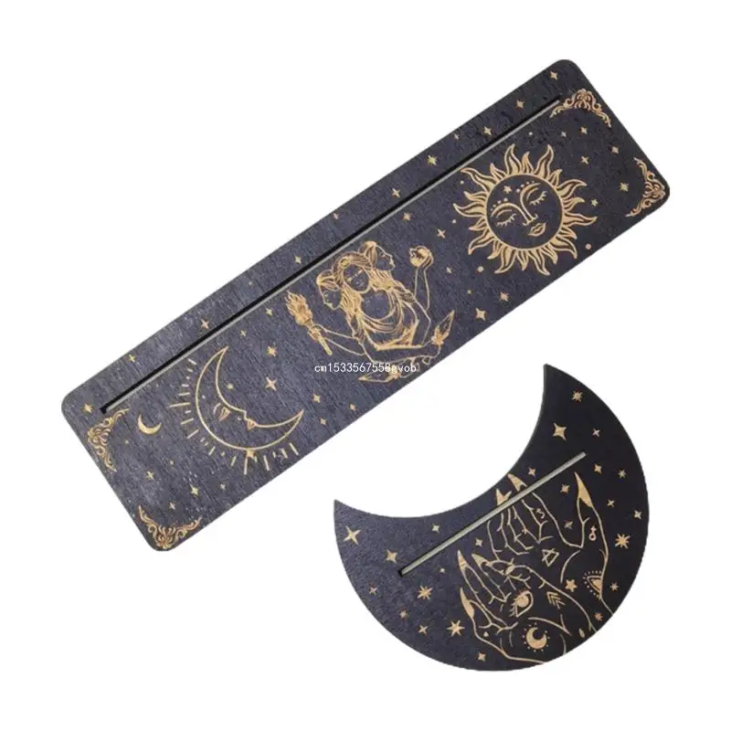 Wooden Stand for Tarot Moon Shape Rectangle Card Set Altar Stand Wood Display Witch Divination Tools Game Accessories Wholesale