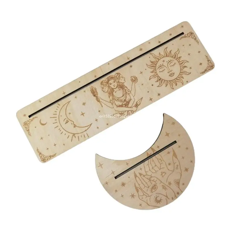 Wooden Stand for Tarot Moon Shape Rectangle Card Set Altar Stand Wood Display Witch Divination Tools Game Accessories Wholesale