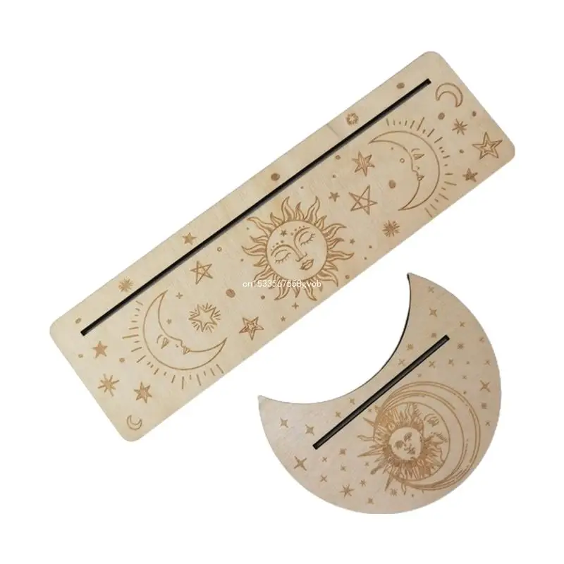 Wooden Stand for Tarot Moon Shape Rectangle Card Set Altar Stand Wood Display Witch Divination Tools Game Accessories Wholesale
