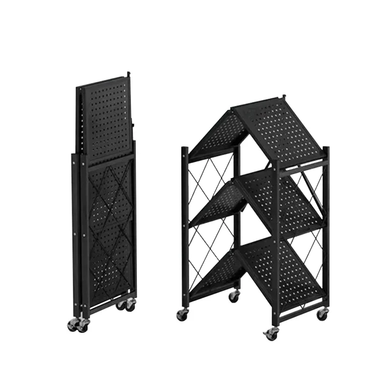 Folding Shelf 5 Layer Metal Storage Rack for Kitchen Bathroom