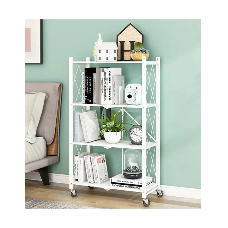 Folding Shelf 5 Layer Metal Storage Rack for Kitchen Bathroom