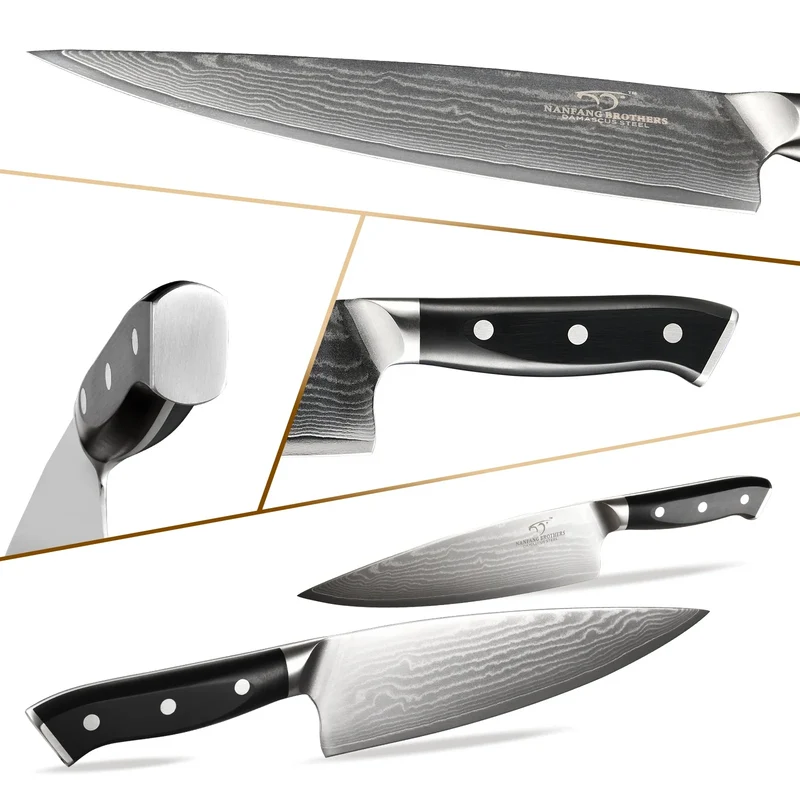 18 Pieces Damascus Steel VG10 Kitchen Tool Kitchen Knives Knife Set with Black Wooden Block with ABS Handle