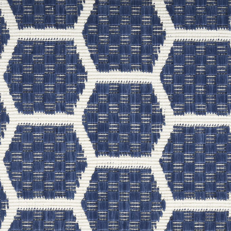 HMS 8' Navy Blue Ivory Geometric Indoor/Outdoor Reversible Area Rug Modern Square Pattern for Teenagers for Office or Kitchen