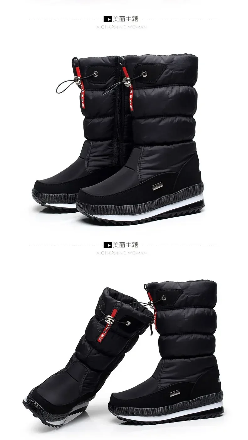 Winter Boots Thick Plush Waterproof Non-slip Boots Fashion Women Winter Shoes Warm Fur Botas mujer Women Snow Boots Platform