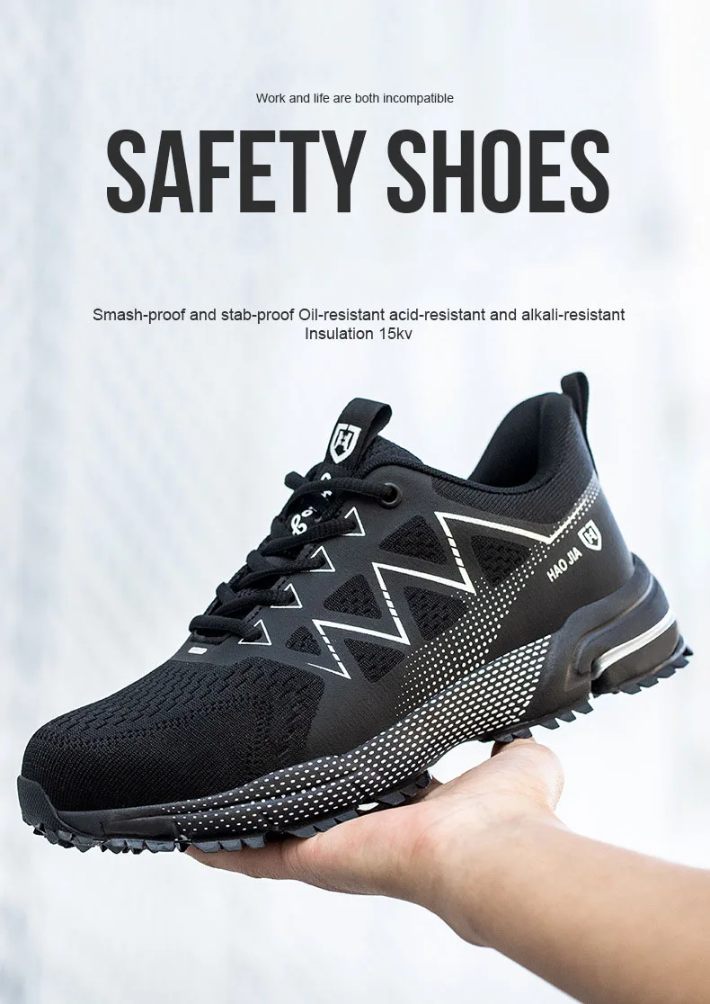 Oulylan Puncture Proof Work Safety Boots Man Breathable Work Shoes Male Men's Fashion Safety Shoes Steel Toe Sneakers