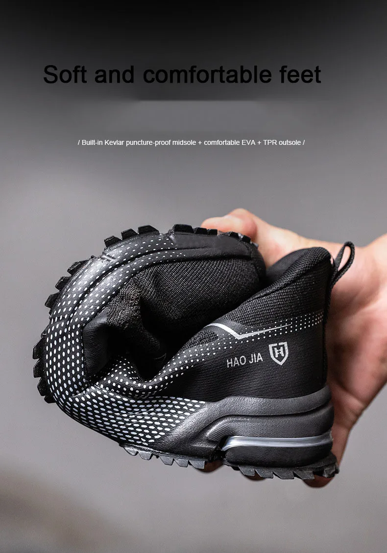 Oulylan Puncture Proof Work Safety Boots Man Breathable Work Shoes Male Men's Fashion Safety Shoes Steel Toe Sneakers