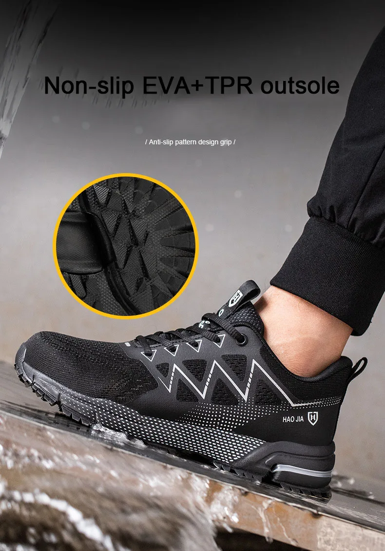 Oulylan Puncture Proof Work Safety Boots Man Breathable Work Shoes Male Men's Fashion Safety Shoes Steel Toe Sneakers