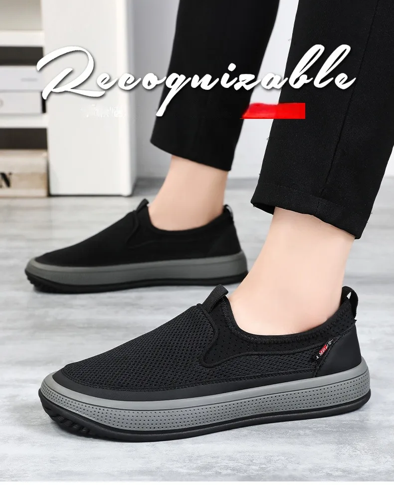 Men's mesh shoes 2026 summer new solid color versatile single shoe breathable soft sole lightweight casual shoes
