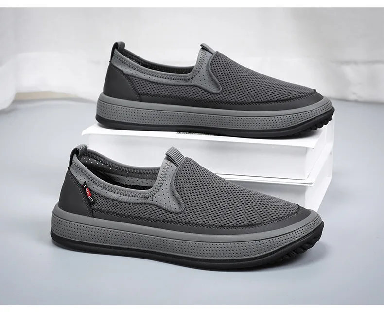 Men's mesh shoes 2026 summer new solid color versatile single shoe breathable soft sole lightweight casual shoes