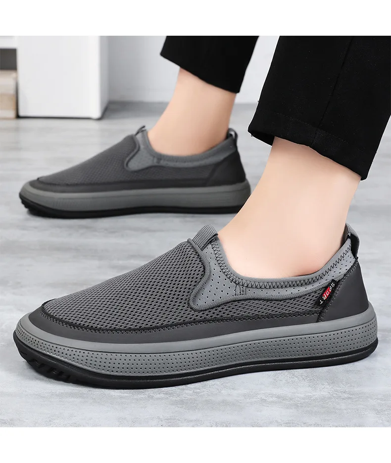 Men's mesh shoes 2026 summer new solid color versatile single shoe breathable soft sole lightweight casual shoes