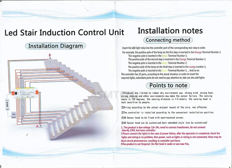 PIR Motion Sensor Stair LED Strip 12V SMD 5050 White / Warm White Lamp Tape Light 32 Ways Staircase Controller Step LED Ribbon