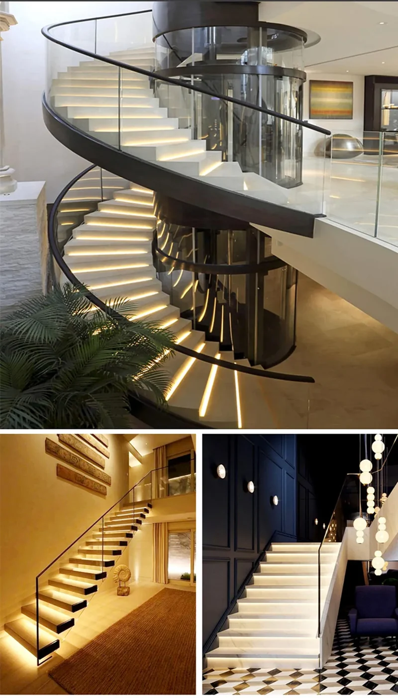 PIR Motion Sensor Stair LED Strip 12V SMD 5050 White / Warm White Lamp Tape Light 32 Ways Staircase Controller Step LED Ribbon