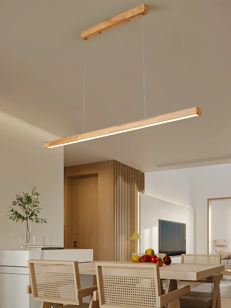 Modern Hanging Chandelier For Dining Room Kitchen Shop Long Table Wooden Chandelier Pendent Lamp Minimalist Design Led Lighting