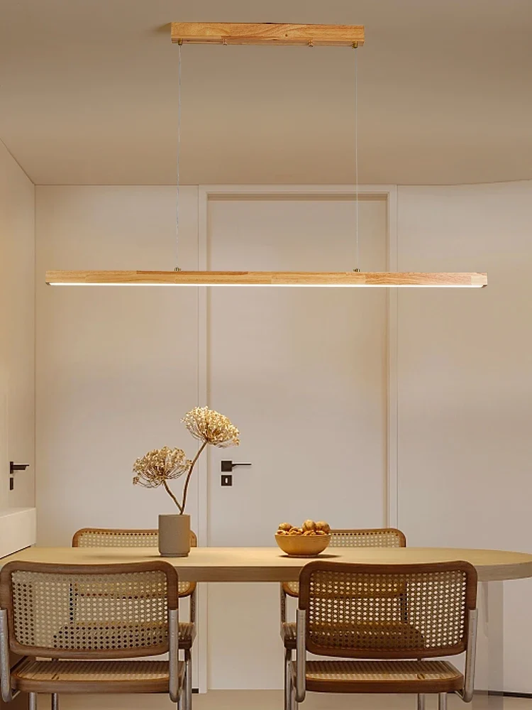 Modern Hanging Chandelier For Dining Room Kitchen Shop Long Table Wooden Chandelier Pendent Lamp Minimalist Design Led Lighting