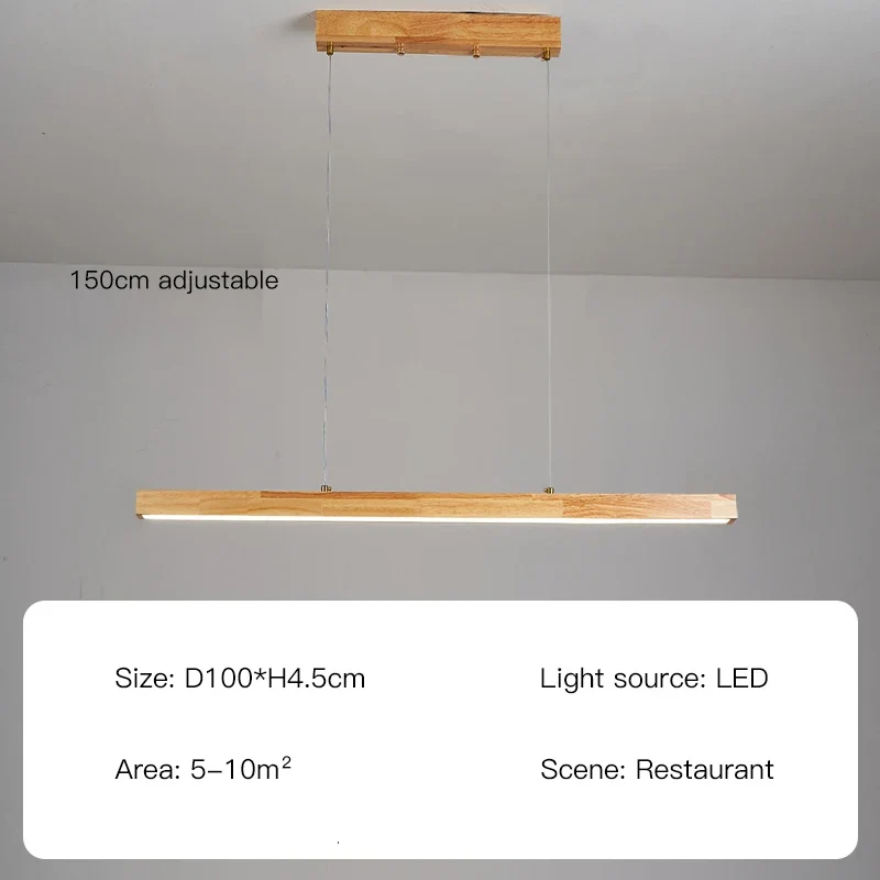 Modern Hanging Chandelier For Dining Room Kitchen Shop Long Table Wooden Chandelier Pendent Lamp Minimalist Design Led Lighting