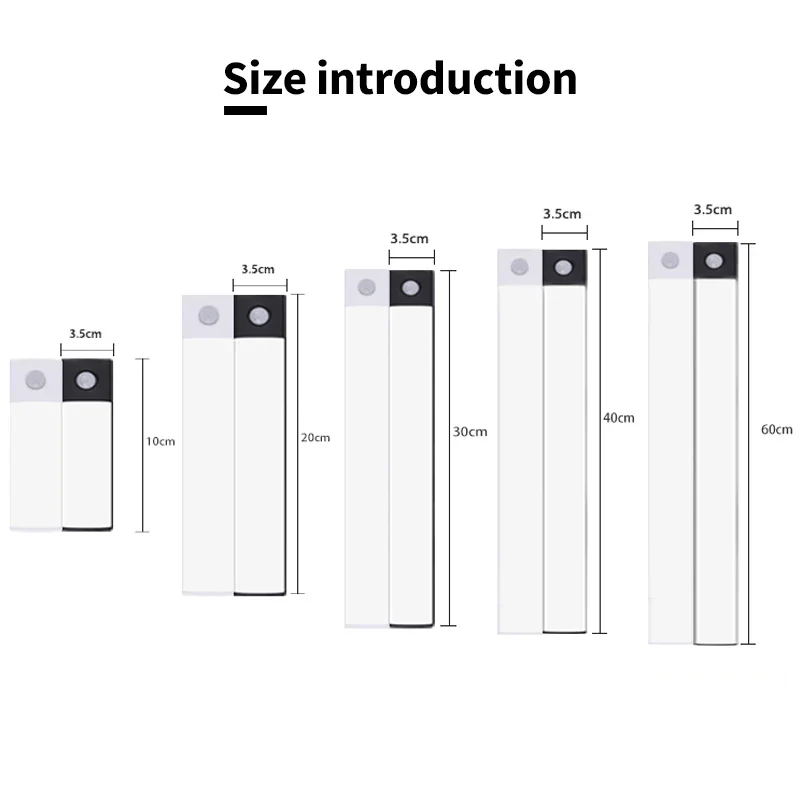 Cabinet Light USB Rechargeable Motion Sensor Led Three Colors In One Lamp For Kitchen Wardrobe Indoor Lighting 10/20/30/40/50cm