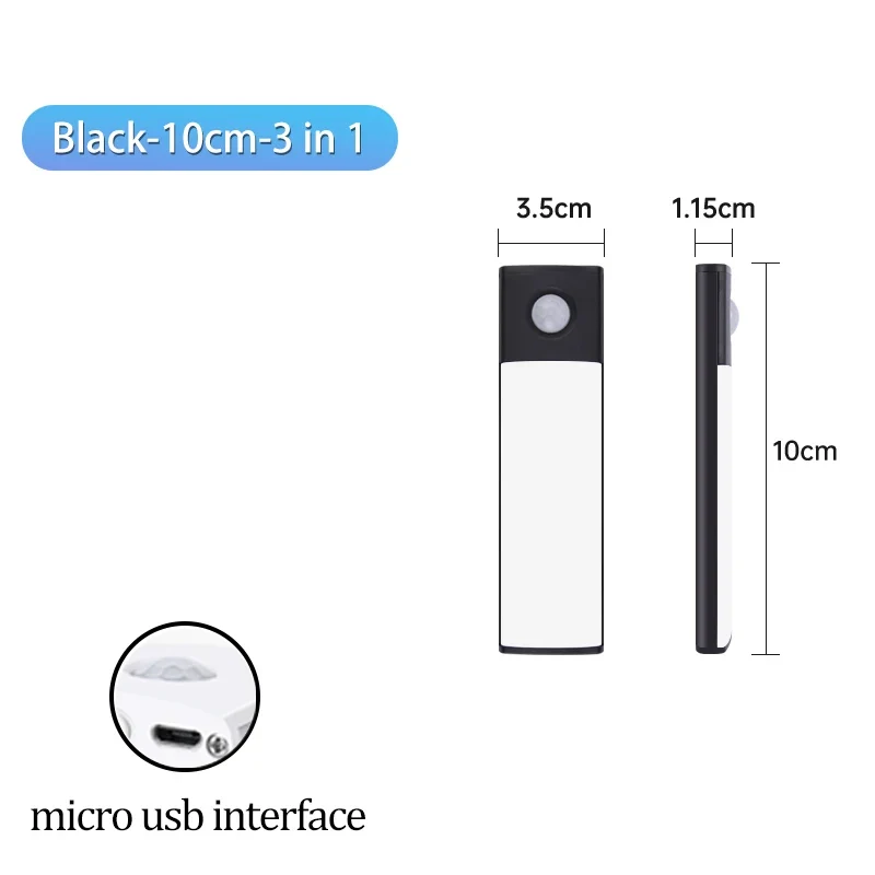 Cabinet Light USB Rechargeable Motion Sensor Led Three Colors In One Lamp For Kitchen Wardrobe Indoor Lighting 10/20/30/40/50cm