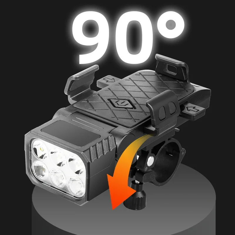 Bicycle Front Light with Horn & Phone Holder Cycling Bicycle Headlight Multifunctional Phone Holder Lamp Cycling Accessories