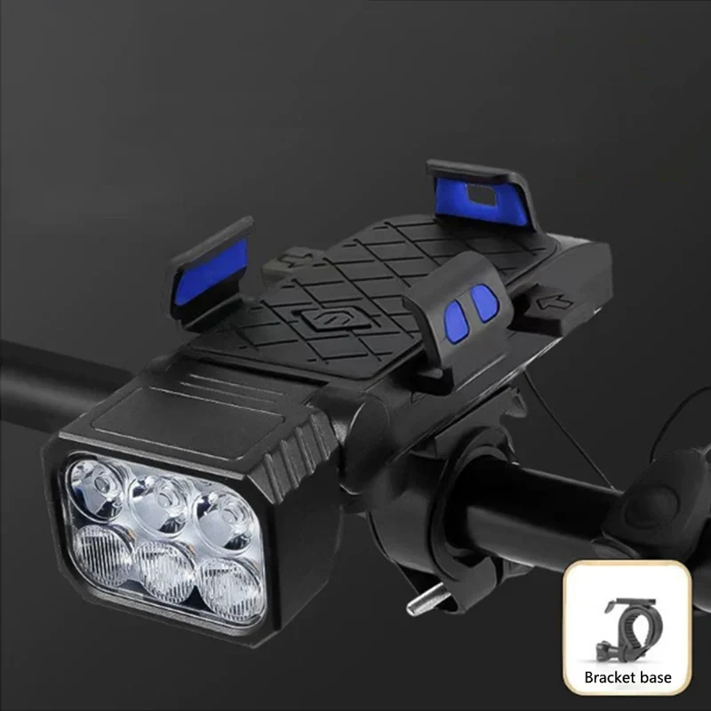 Bicycle Front Light with Horn & Phone Holder Cycling Bicycle Headlight Multifunctional Phone Holder Lamp Cycling Accessories