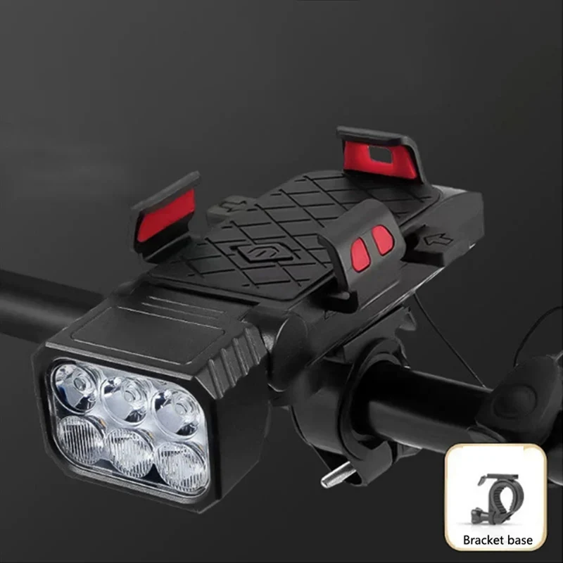 Bicycle Front Light with Horn & Phone Holder Cycling Bicycle Headlight Multifunctional Phone Holder Lamp Cycling Accessories