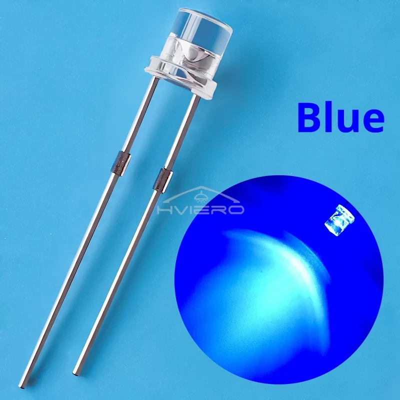100Pcs F3 3mm 2pins Flat White Red Yellow Blue Green Pink Diode Led Wide Angle Light Emitting Diodes Lamp Ultra Bright LED Bulbs