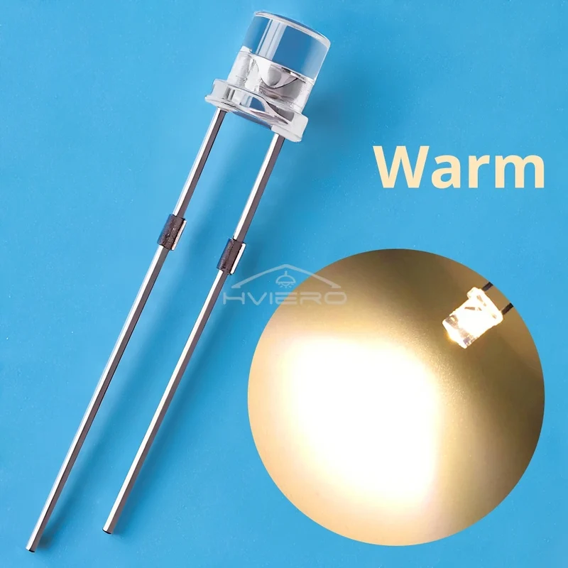 100Pcs F3 3mm 2pins Flat White Red Yellow Blue Green Pink Diode Led Wide Angle Light Emitting Diodes Lamp Ultra Bright LED Bulbs