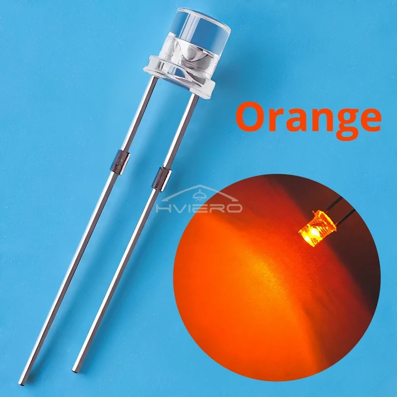 100Pcs F3 3mm 2pins Flat White Red Yellow Blue Green Pink Diode Led Wide Angle Light Emitting Diodes Lamp Ultra Bright LED Bulbs