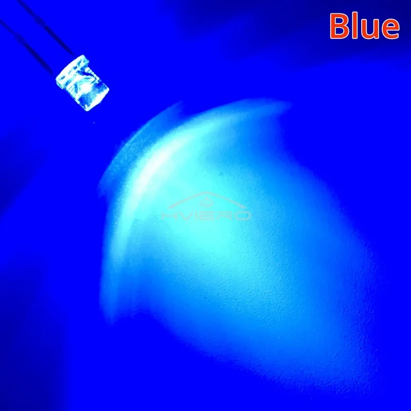 100Pcs F3 3mm 2pins Flat White Red Yellow Blue Green Pink Diode Led Wide Angle Light Emitting Diodes Lamp Ultra Bright LED Bulbs