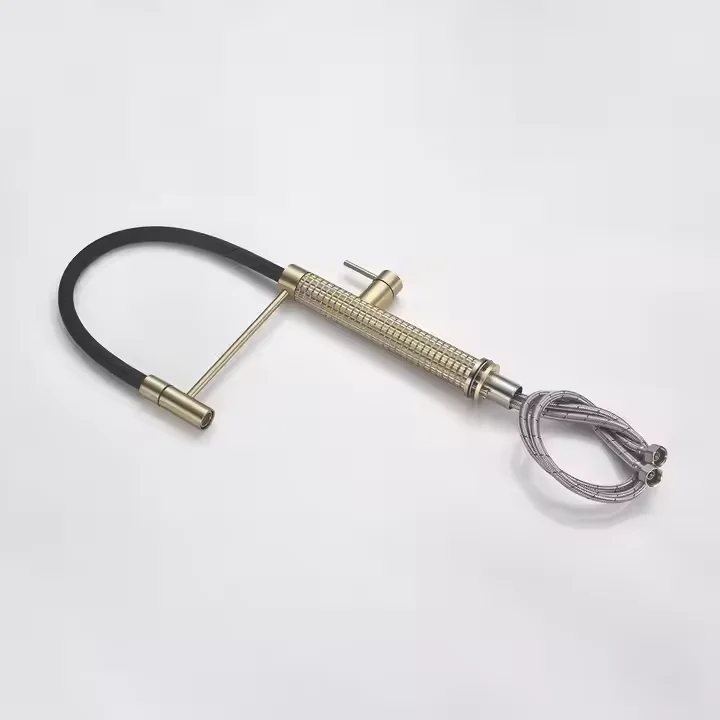 Modern Single Lever Brass Bathroom Faucet Luxury Brushed Gold Kitchen Sink Mixer Pull Spring Spray Cheap Luxury Kitchen Tap