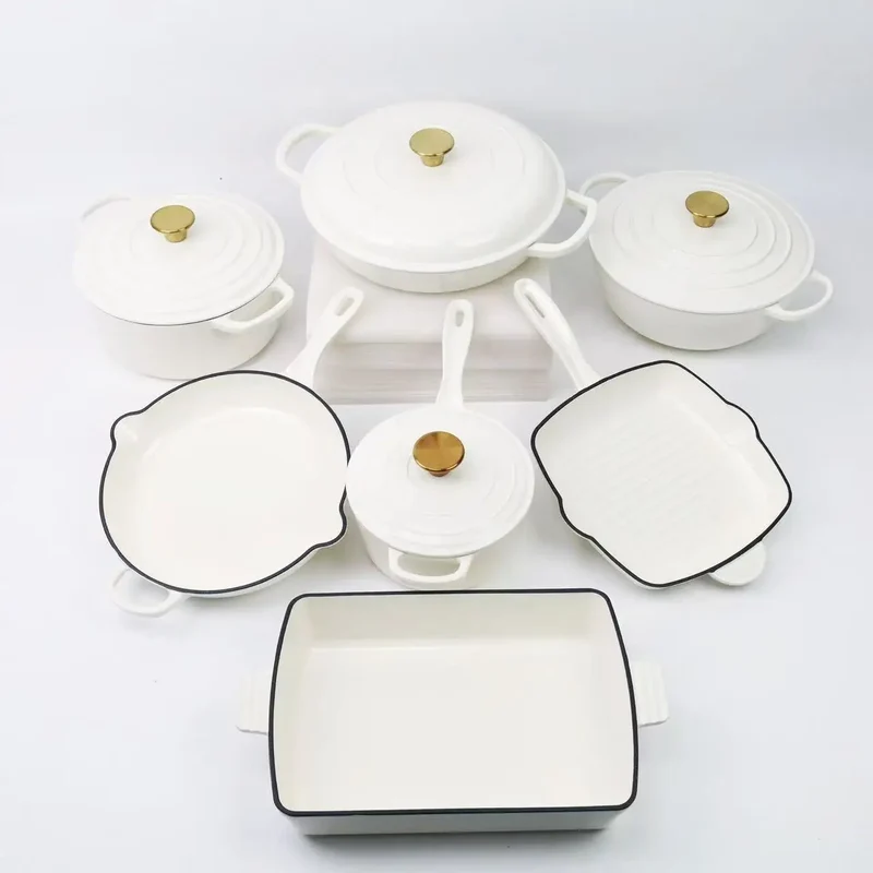 Custom 30CM Minimalist Kitchen Casserole Modern Enameled Cast Iron Pots Pans Induction Dutch Oven Made of Metal