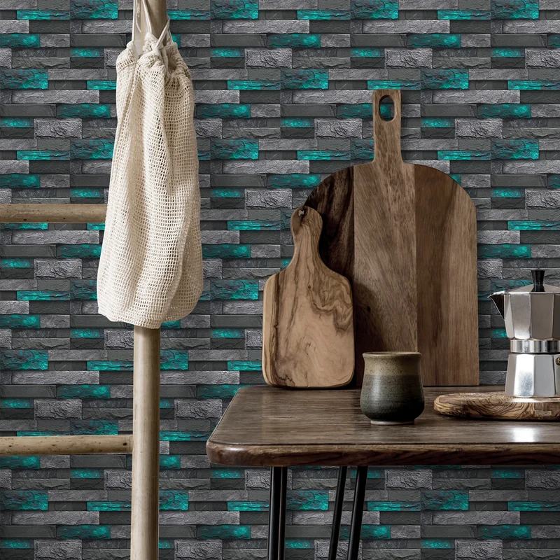 5.91X11.81Inch PCS Art Brick Waterproof Wall Sticker Peel and Stick Tile Sticker PVC Self-adhesive Wall Tile for Kitchen