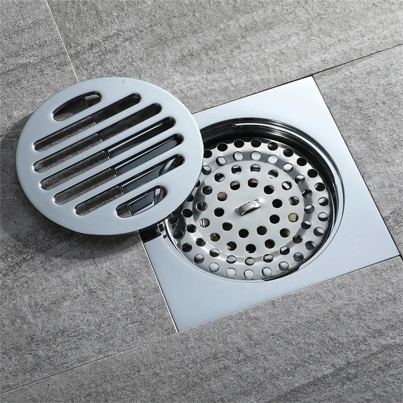 HIDEEP Modern Chrome Plated Brass 4 Inch Anti-Odor Floor Drain for Bathroom Kitchen & Hotel