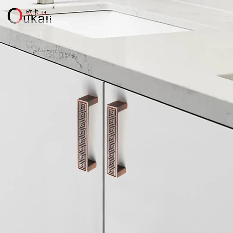 Best Price 96mm Modern Zinc Alloy Solid Hardware Copper Bronze Rectangular Antique Wardrobe Kitchen Cabinet Door Pull Handle