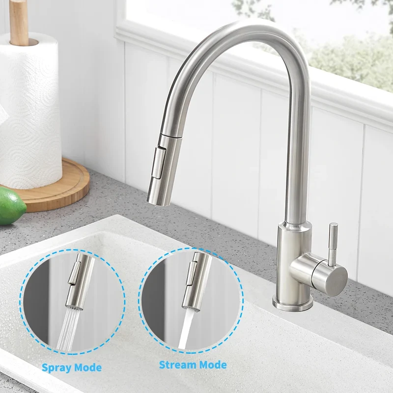Touch Sensor Smart Kitchen Sink Faucet Flexible Pull Out Spout Deck-mount Hot Cold Water Mixers Kitchen Tap