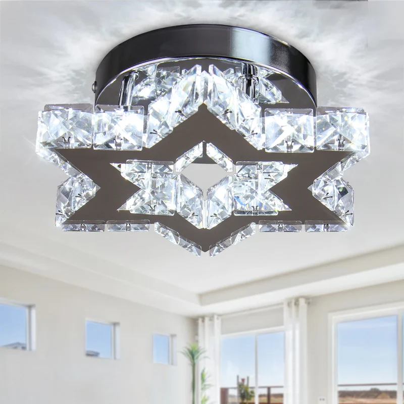 Modern K9 Crystal Chandelier Cool White Living Room Star Design Ceiling Light for Kitchen Living Room