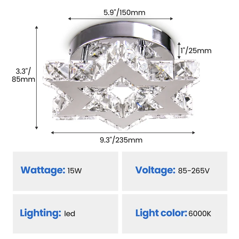 Modern K9 Crystal Chandelier Cool White Living Room Star Design Ceiling Light for Kitchen Living Room