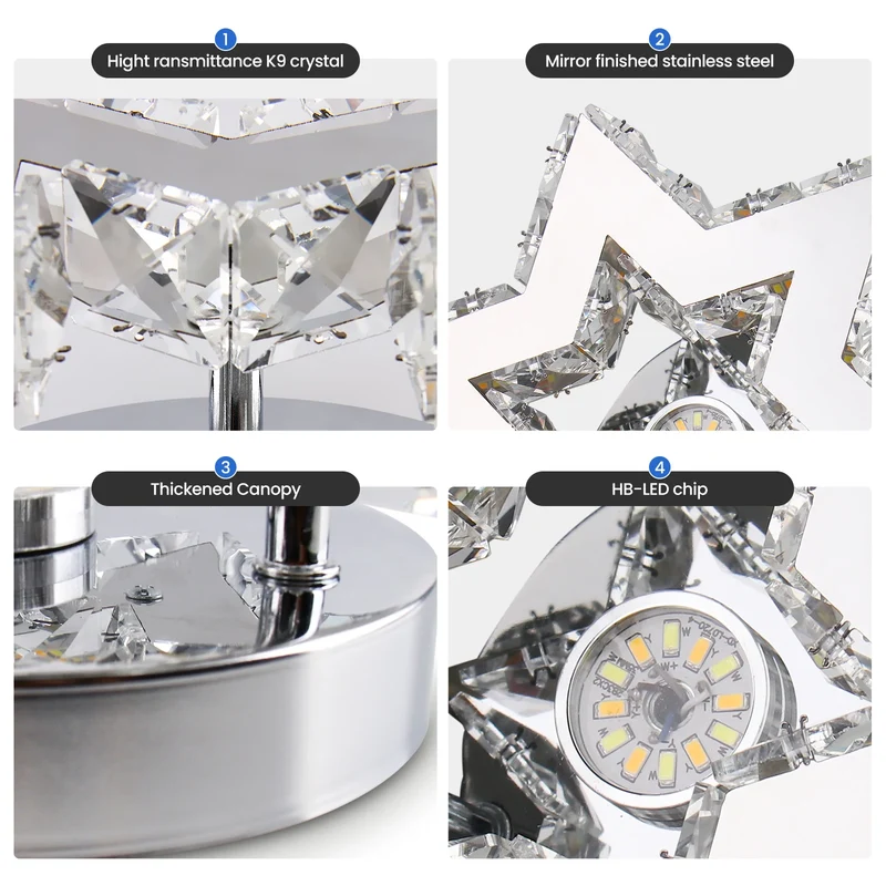 Modern K9 Crystal Chandelier Cool White Living Room Star Design Ceiling Light for Kitchen Living Room