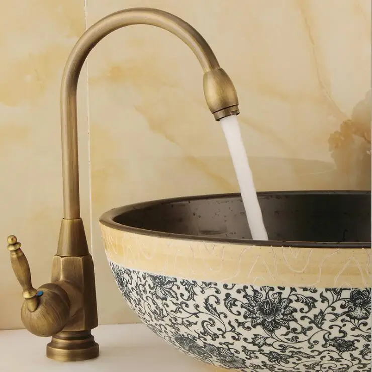 Bronze Antique Brass Kitchen Single Handle High Arc Sink Faucet