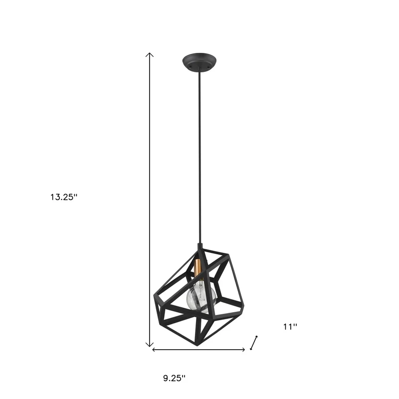 HMS Hedron 1-Light Pendant Matte Black Rectangular Suspension Warm White Light Farmhouse-Contemporary-Modern for Kitchen Island