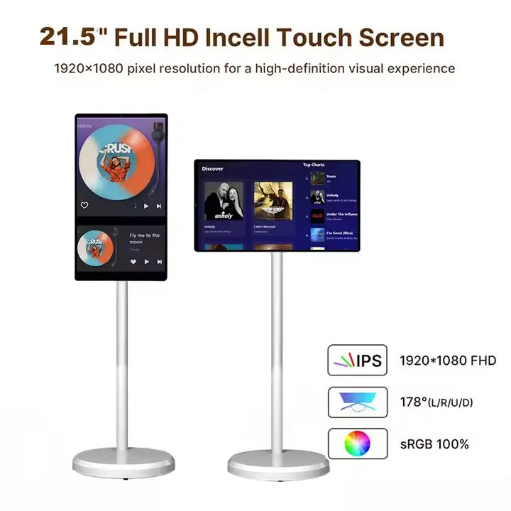 Hot Sale 32 Inch 128GB Camera Android OS Battery Powered Portable Smart TV Touch Screen Bedroom to Kitchen Movable Smart TV