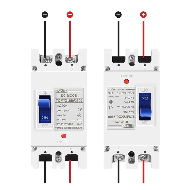 TOMZN 2P DC MCCB 600V Solar Molded Case Circuit Breaker Overload Protection Switch Protector for Solar Photovoltaic PV