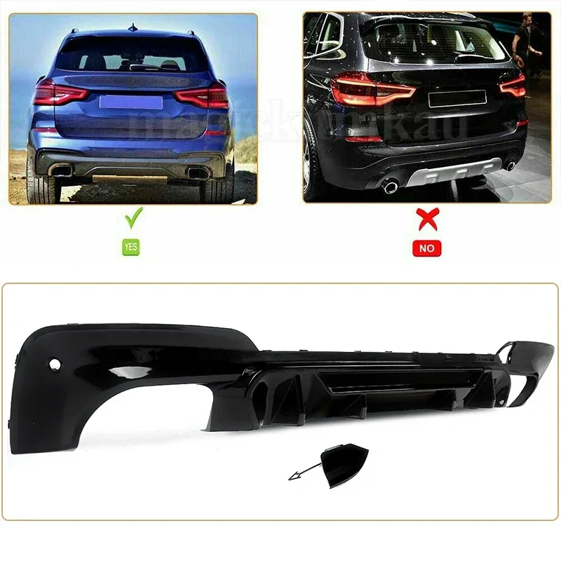 For 2018-2021 BMW G01 X3 M40i M-Sport Rear Diffuser Bumper Lip Gloss Black