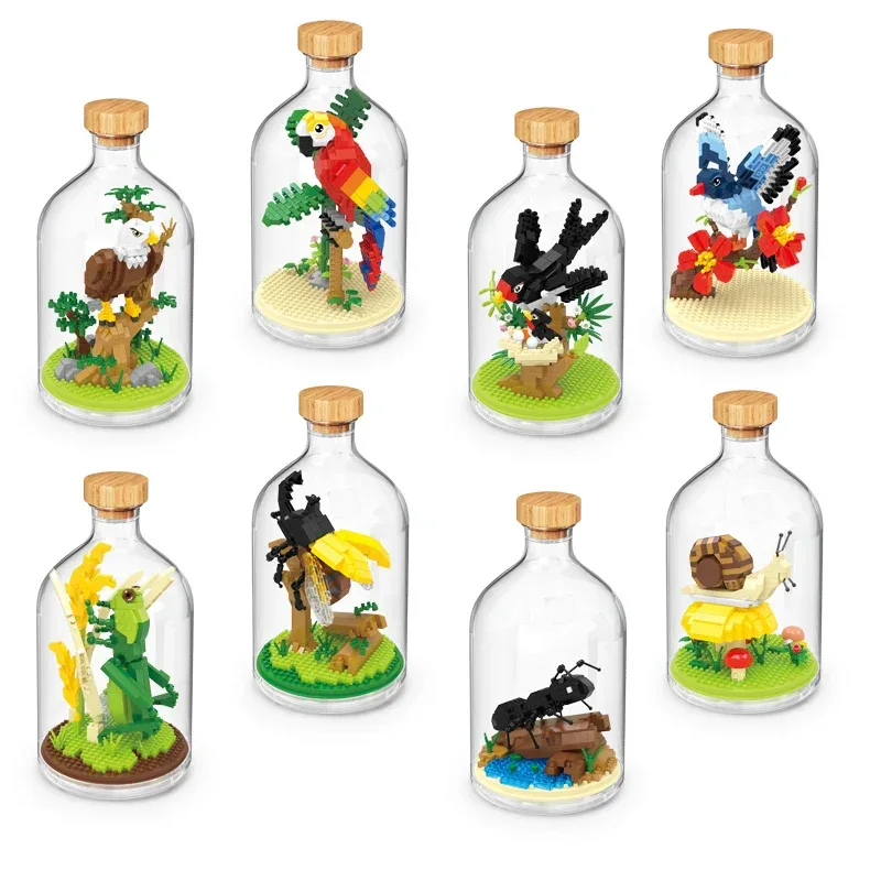MOC Building Blocks Animal Model Bird Bald Eagle Parrot DIY Assembly Bricks Creative Games Collection Toys Xmas Gifts