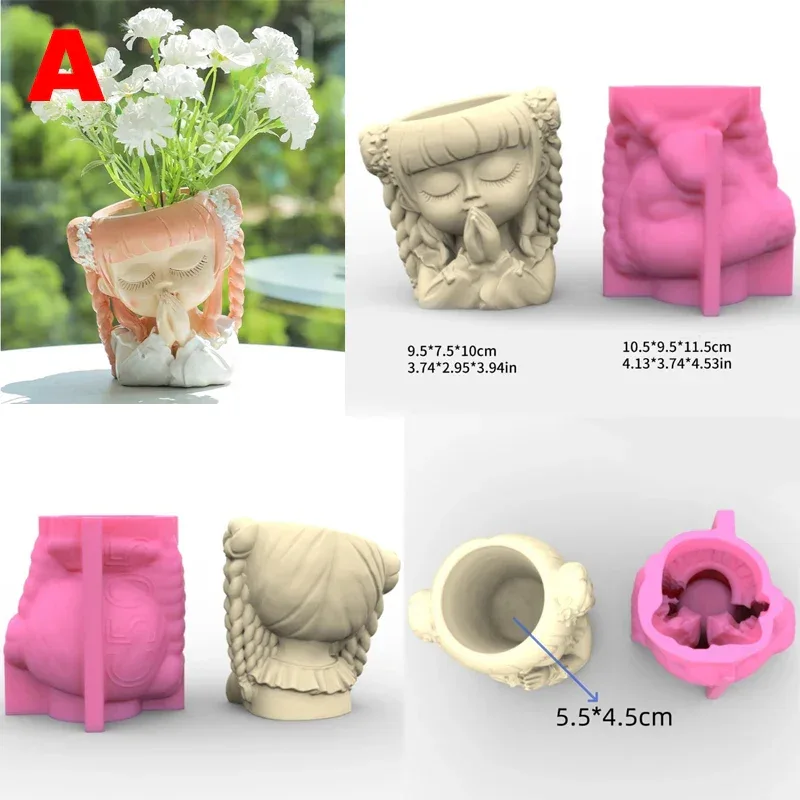 21 Types Nonstick Girls Pen Holder Mold Flower Pot Silicone Mold DIY Crafts Ornament Tool DIY Succulent Planter Mold