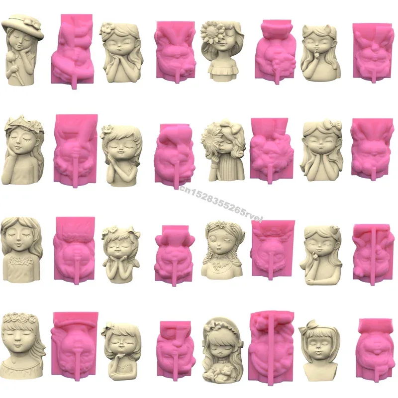 21 Types Nonstick Girls Pen Holder Mold Flower Pot Silicone Mold DIY Crafts Ornament Tool DIY Succulent Planter Mold