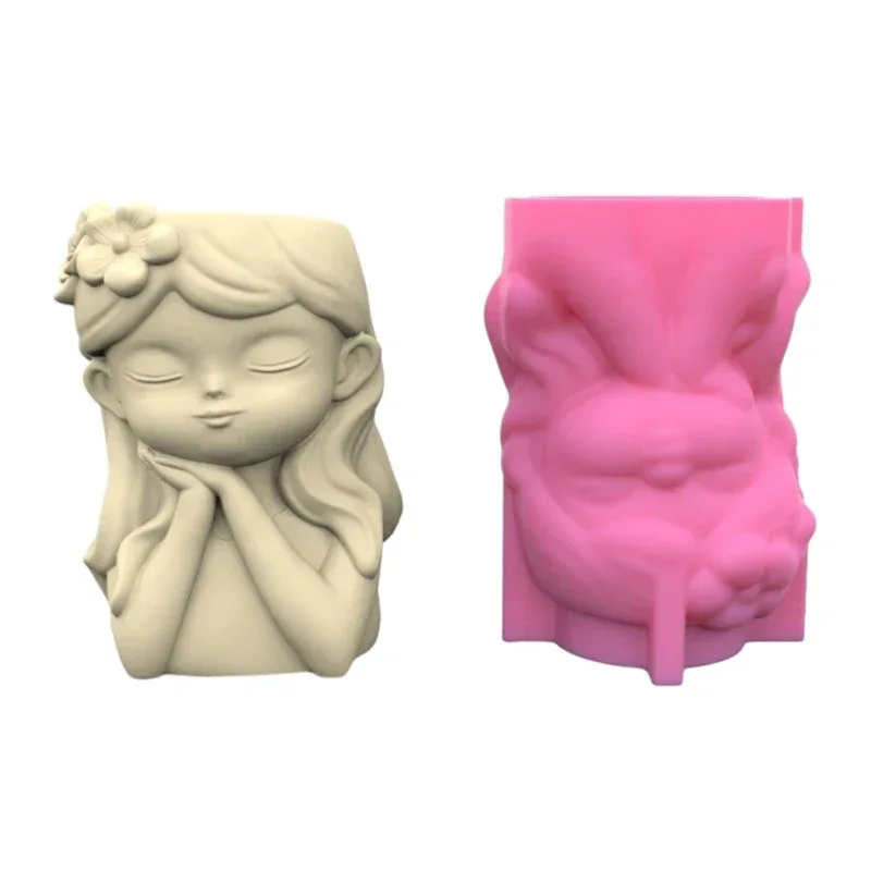 21 Types Nonstick Girls Pen Holder Mold Flower Pot Silicone Mold DIY Crafts Ornament Tool DIY Succulent Planter Mold