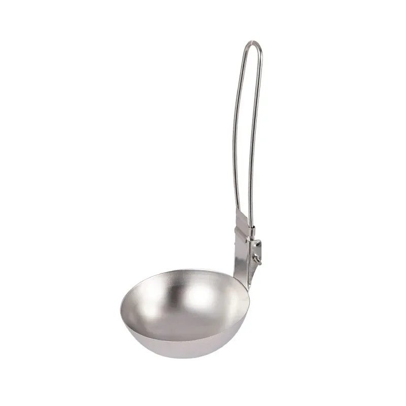 Outdoor Camping Portable Foldable Stainless Steel Colander Soup Ladle Picnic Tableware Folding Spoon Baking Tableware