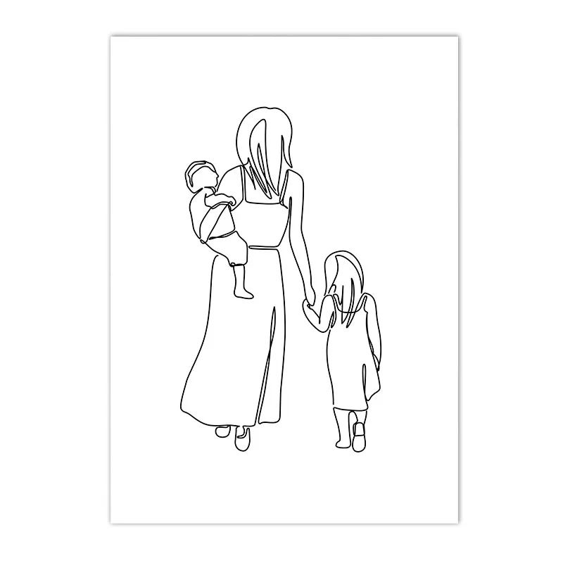 Love Hands Abstract Line Canvas Painting Family Portrait Print Mom Dad Daughter Son Art Poster Nordic Wall Pictures Home Decor