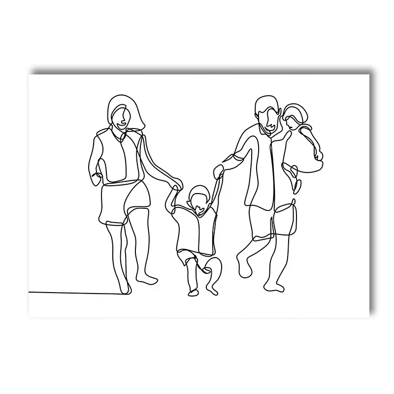 Love Hands Abstract Line Canvas Painting Family Portrait Print Mom Dad Daughter Son Art Poster Nordic Wall Pictures Home Decor