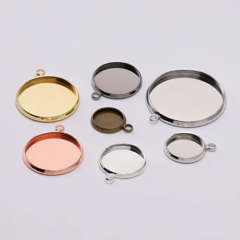 8 10 12 14 16 18 20 25mm Round Cabochon Base Tray Bezels Blank Setting Supplies For DIY Jewelry Making Findings Bracelet Pendant